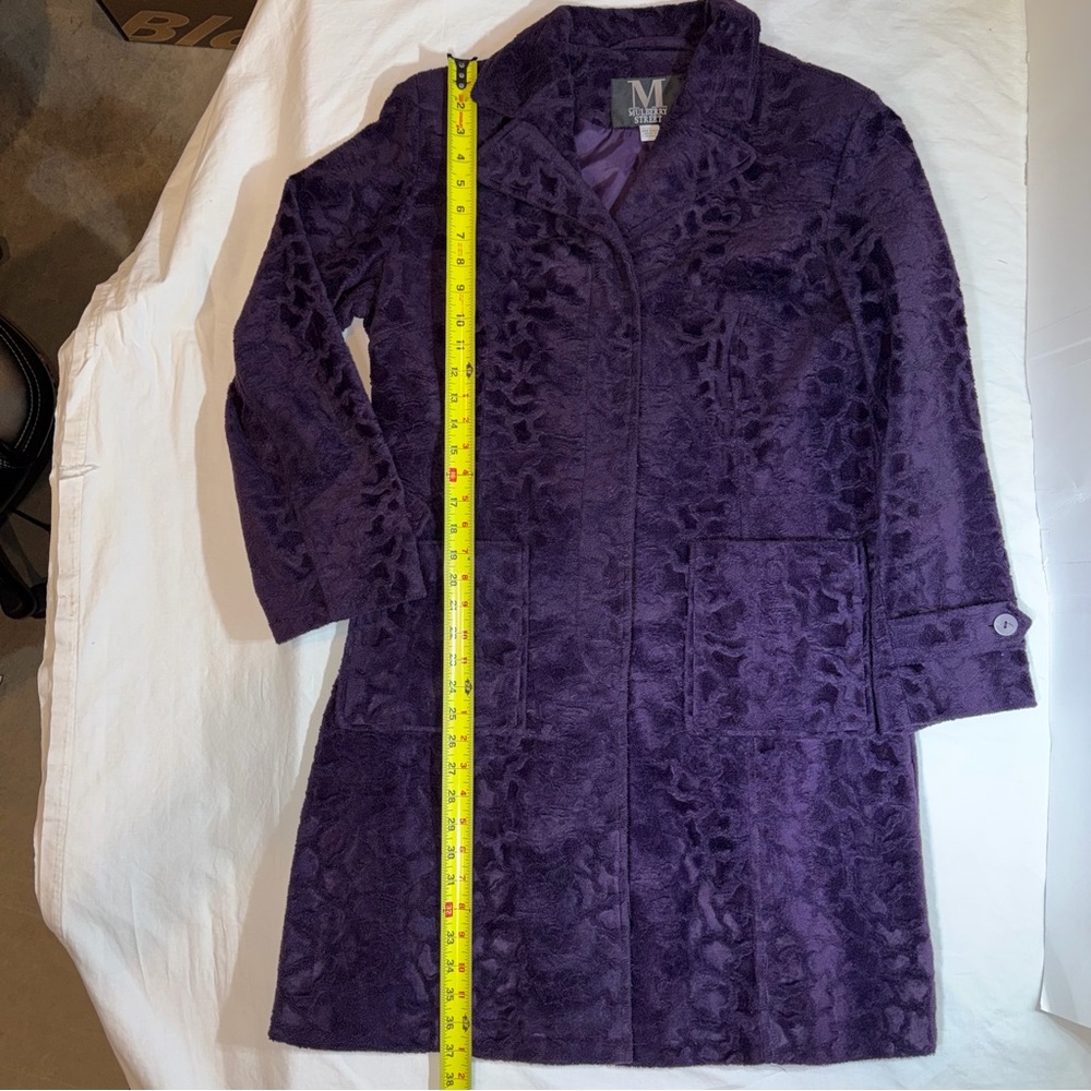 Women’s Mulberry Street Purple Leopard Print Texture 3/4 Length Jacket